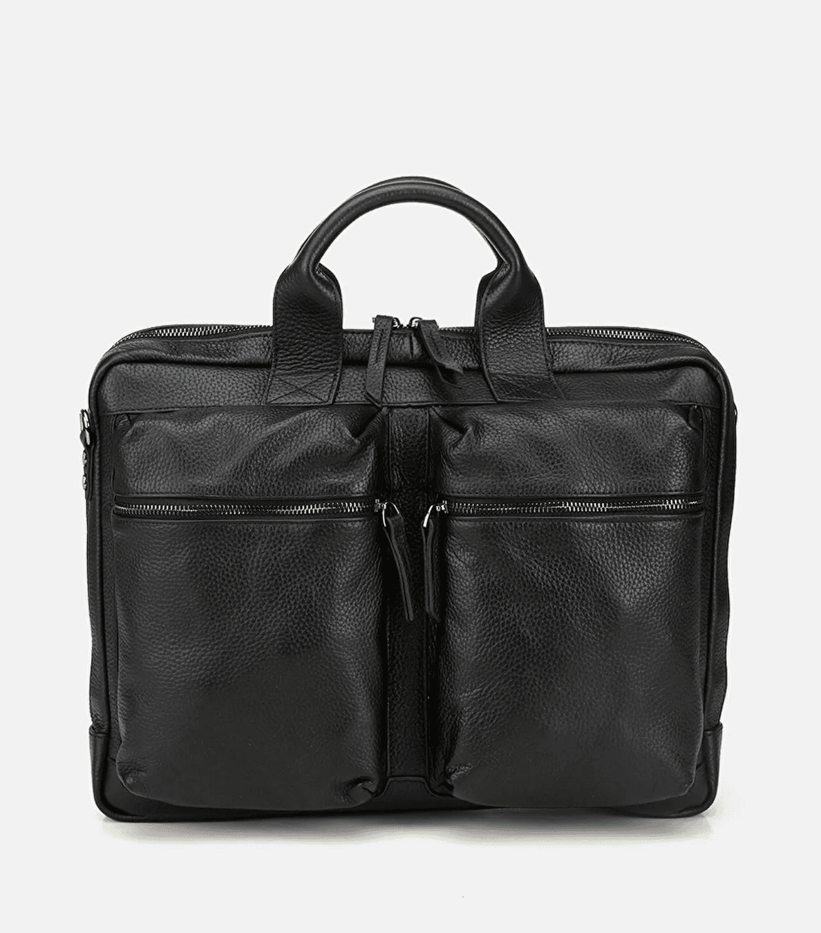 Deri Erkek Evrak Çantası - Siyah Laptop Çantası - Görsel 3