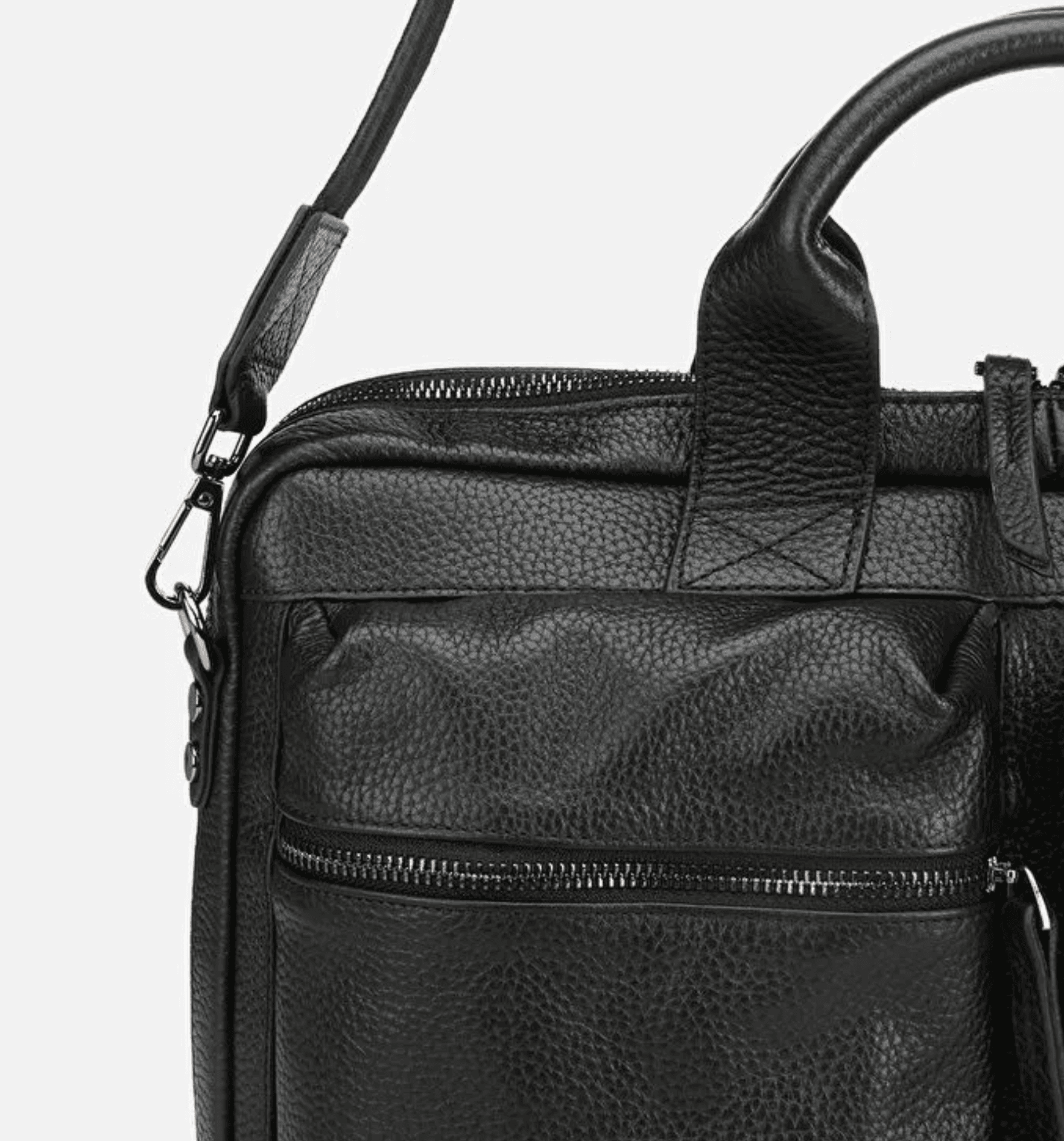 Hakiki Deri Siyah Evrak Çantası - Omuz Askılı Laptop Bölmeli - Görsel 3